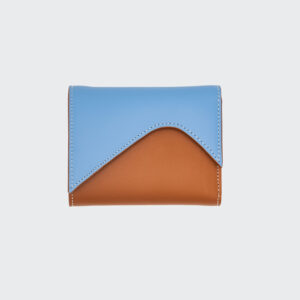 Absurde Mountain Blue And Brown Leather Trifold Wallet - Light Blue, Absurde