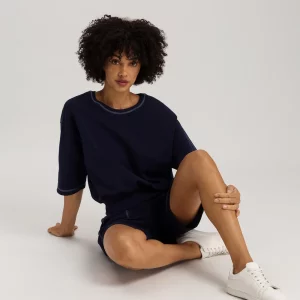 Hanro Natural Living Short Sleeve Sweatshirt in Navy