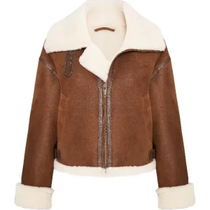 Bigardini Evelyn Women's Oversize Shearling Sheepskin Jacket - Whiskey