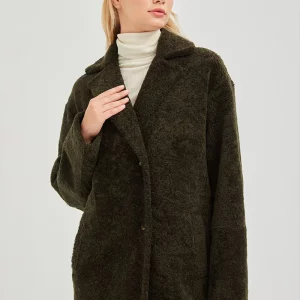 Bigardini Karen Women's Oversize Shearling Sheepskin Coat - Olive