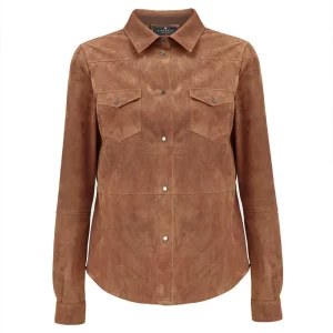 Bigardini Mari Women's Suede Leather Shirt - Snuff