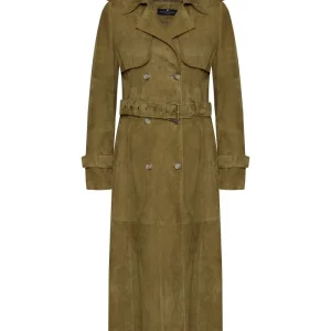 Bigardini Nia Women’s Suede Trench Coat - Khaki