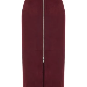 Bigardini Elena Women’s Leather Midi Skirt - Burgundy