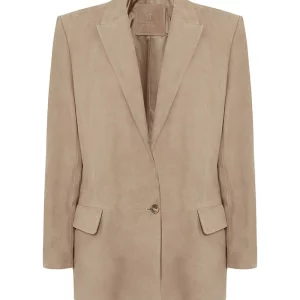 Bigardini Ilaria Women's Nubuck Oversize Blazer Jacket - Vison