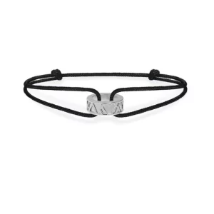 Stephanie Kalck Amour Black Cord Bracelet Men White Gold