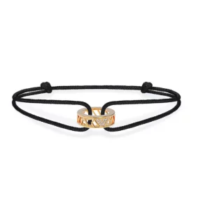 Stephanie Kalck Women Amour Black Cord Bracelet in Yellow Gold