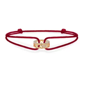 Stephanie Kalck Women Amour Burgundy Cord Bracelet in Yellow Gold