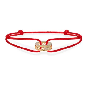 Stephanie Kalck Women Amour Red Cord Bracelet in Yellow Gold