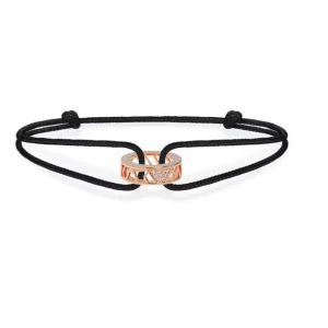 Stephanie Kalck Amour Black Cord Bracelet in Rose Gold