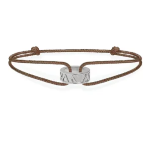 Stephanie Kalck Amour Brown Cord Bracelet Men White Gold