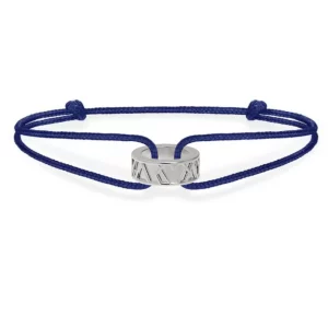 Stephanie Kalck Amour Blue Cord Bracelet Men White Gold