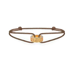 Stephanie Kalck Amour Brown Cord Bracelet Men Yellow Gold