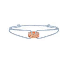 Stephanie Kalck Amour Light Blue Cord Bracelet Men Rose Gold