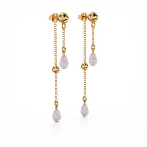 AVA DOUBLE PEARL EARRING 18K GOLD