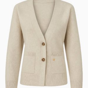 MIRÉ Cashmere Waisted Cardigan Jacket - Oat