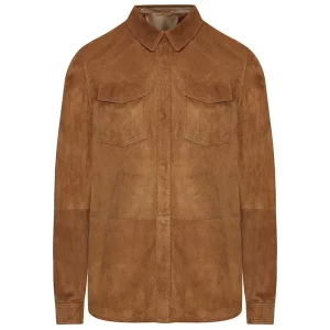 Bigardini Renzo Men's Suede Leather Overshirt - Snuff